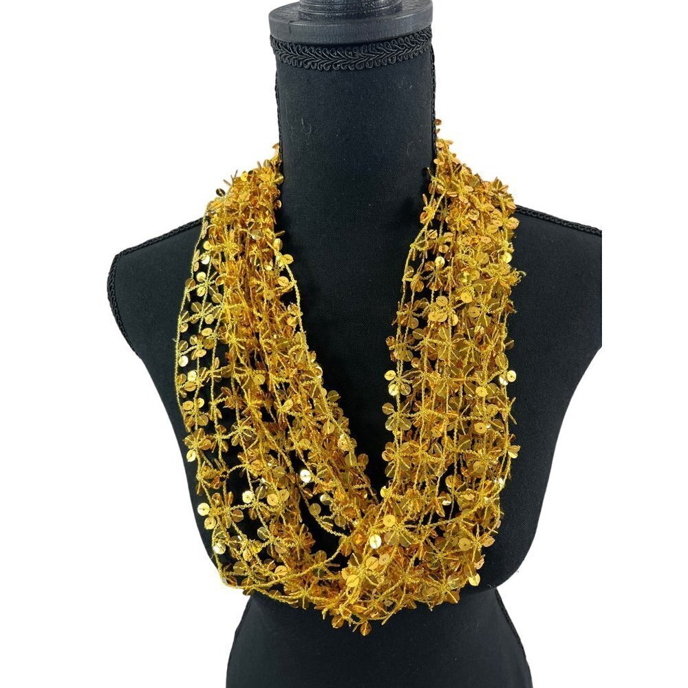 Charlie Paige Women's Gold Sequin Scarf - Picture 4 of 6